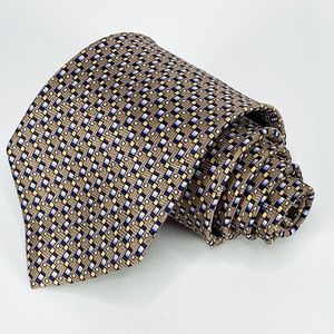 Enrico Bertucci Tie Gold Silk Geometric Pattern